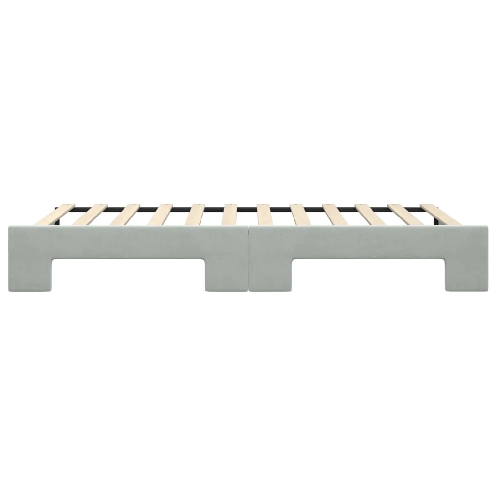 Slaapbank Fluweel 100 x 200 cm Lichtgrijs met onderschuifbed