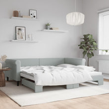 Slaapbank Fluweel 100 x 200 cm Lichtgrijs met onderschuifbed