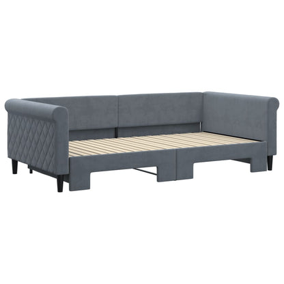 Slaapbank met onderschuifbed 100x200 cm fluweel donkergrijs