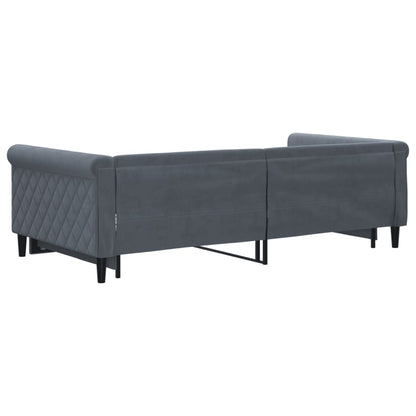 Slaapbank met onderschuifbed 100x200 cm fluweel donkergrijs