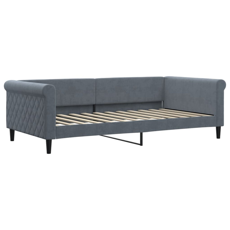 Slaapbank met onderschuifbed 100x200 cm fluweel donkergrijs