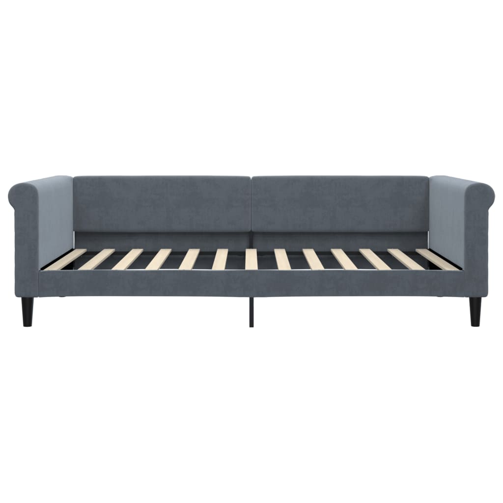 Slaapbank met onderschuifbed 100x200 cm fluweel donkergrijs