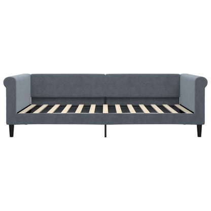 Slaapbank met onderschuifbed 100x200 cm fluweel donkergrijs