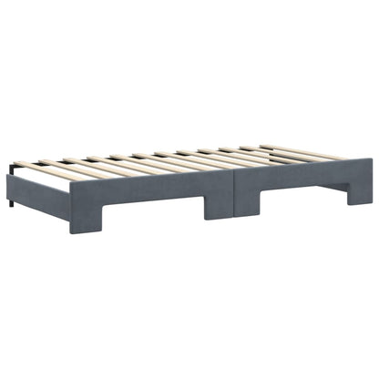 Slaapbank met onderschuifbed 100x200 cm fluweel donkergrijs