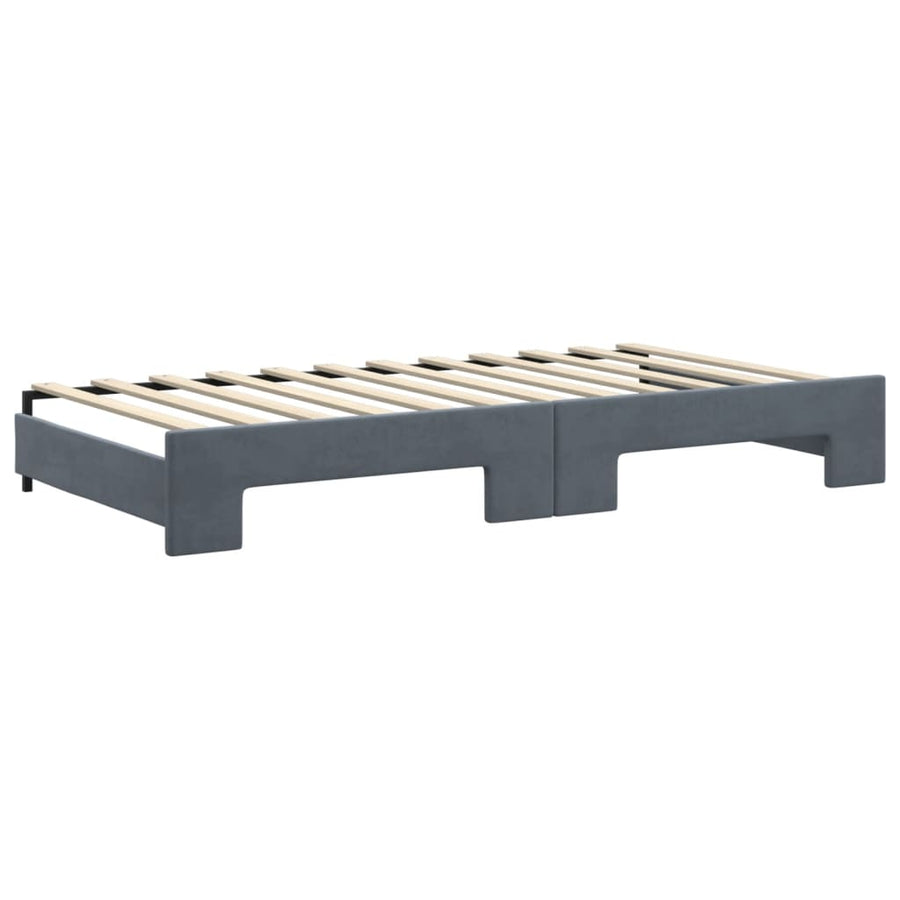 Slaapbank met onderschuifbed 100x200 cm fluweel donkergrijs