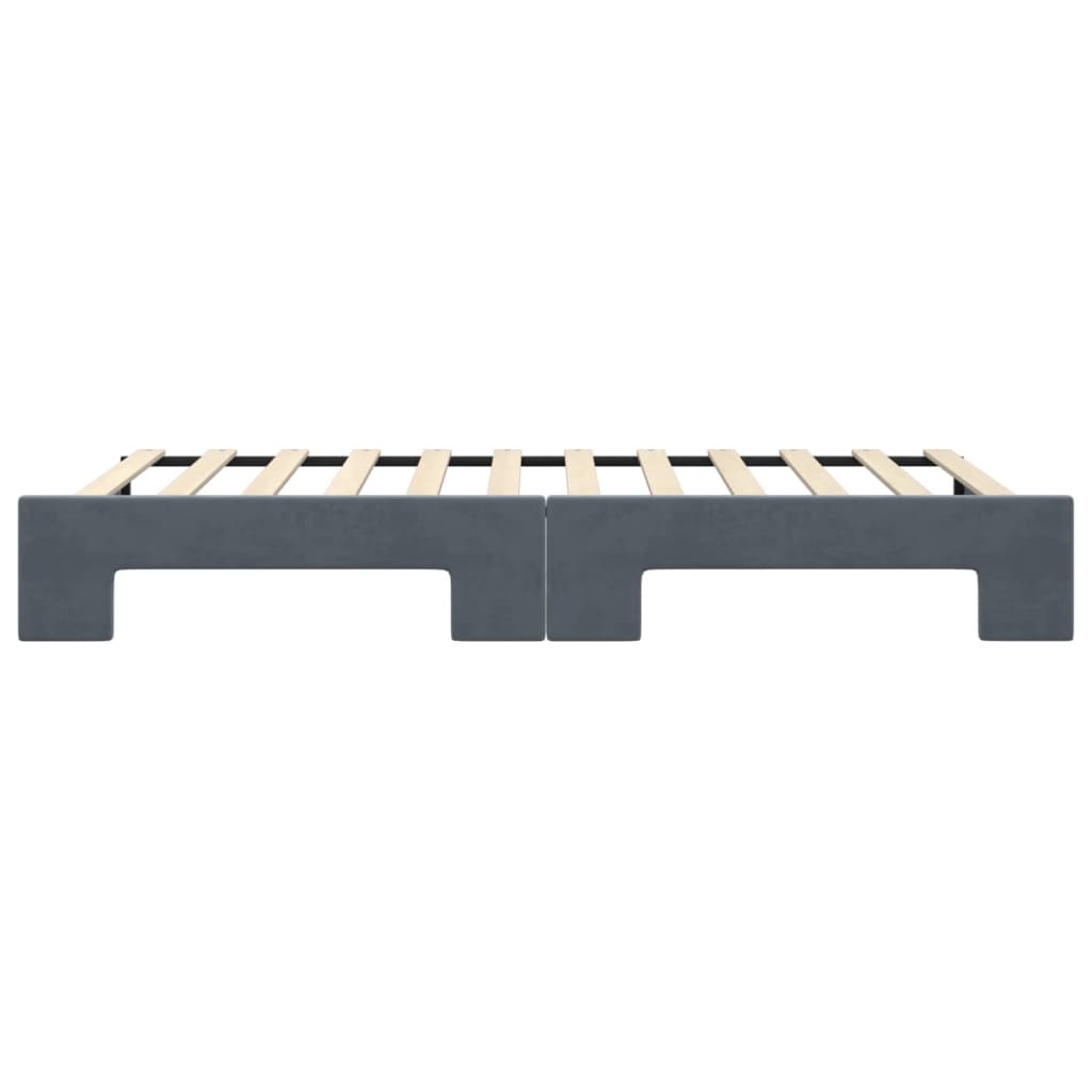 Slaapbank met onderschuifbed 100x200 cm fluweel donkergrijs