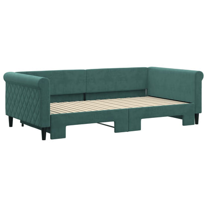 Slaapbank Fluweel Donkergroen 100 x 200 cm met onderschuifbed