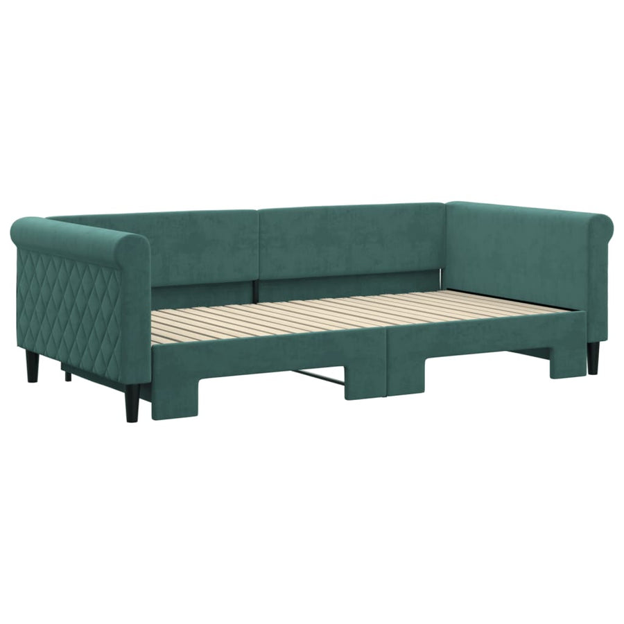 Slaapbank Fluweel Donkergroen 100 x 200 cm met onderschuifbed