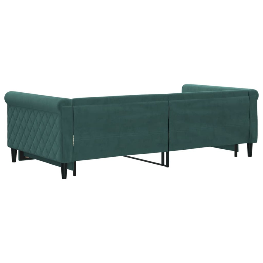 Slaapbank Fluweel Donkergroen 100 x 200 cm met onderschuifbed