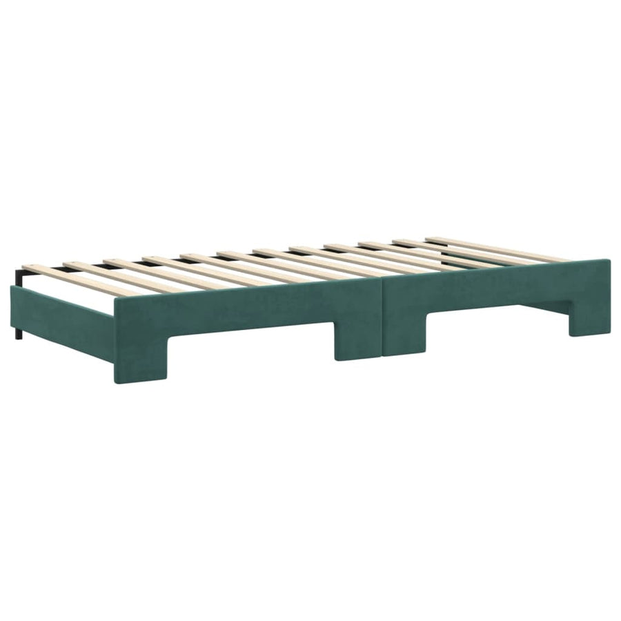 Slaapbank Fluweel Donkergroen 100 x 200 cm met onderschuifbed