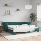 Slaapbank met onderschuifbed 100x200 cm fluweel donkergroen