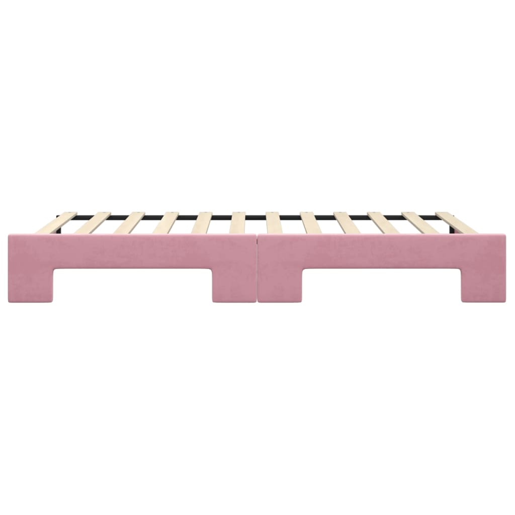 Slaapbank met onderschuifbed 100x200 cm fluweel roze
