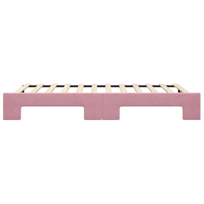 Slaapbank met onderschuifbed 100x200 cm fluweel roze