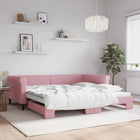 Slaapbank onderschuifbed 100x200 cm fluweel roze
