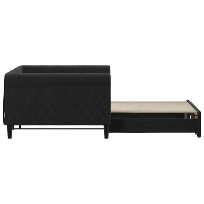 Slaapbank Fluweel 100 x 200 cm Zwart met onderschuifbed