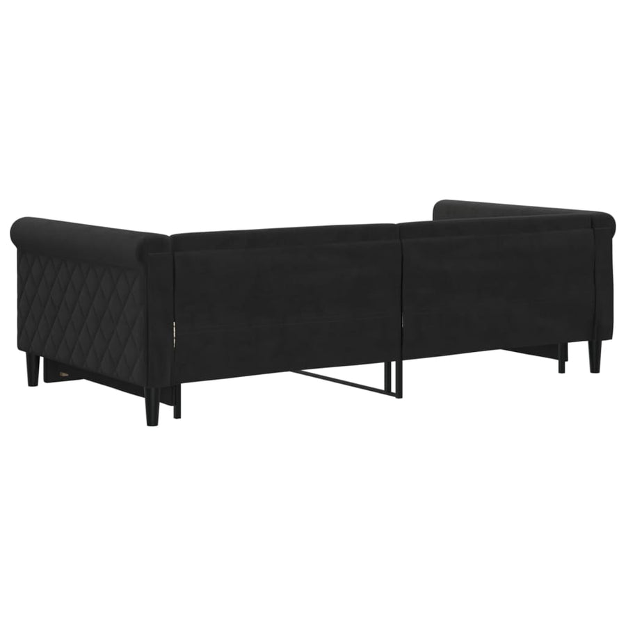 Slaapbank Fluweel 100 x 200 cm Zwart met onderschuifbed