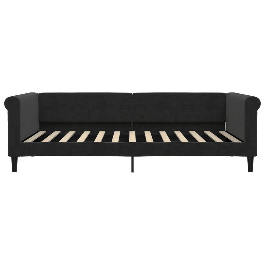 Slaapbank Fluweel 100 x 200 cm Zwart met onderschuifbed