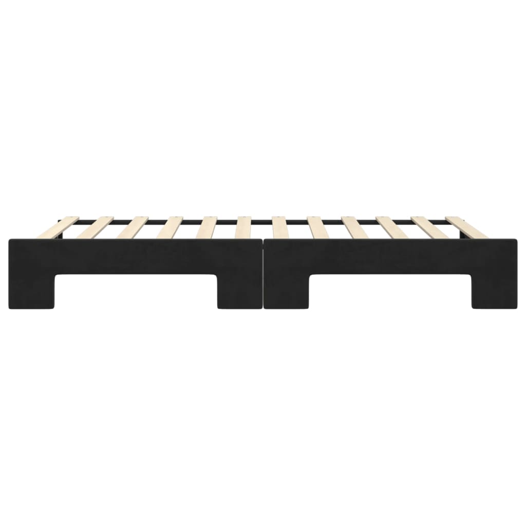 Slaapbank Fluweel 100 x 200 cm Zwart met onderschuifbed