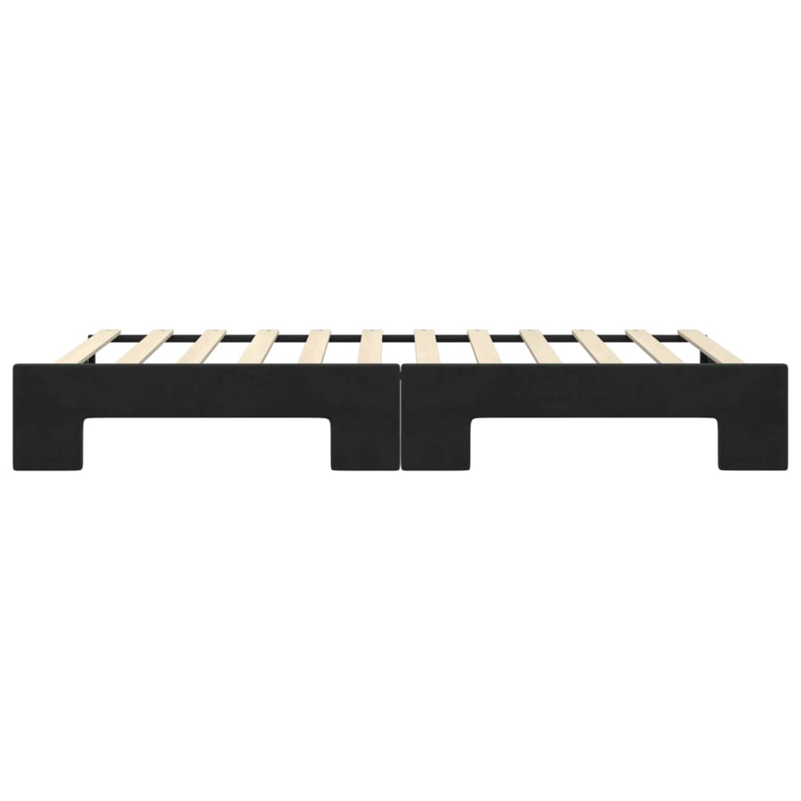 Slaapbank Fluweel 100 x 200 cm Zwart met onderschuifbed