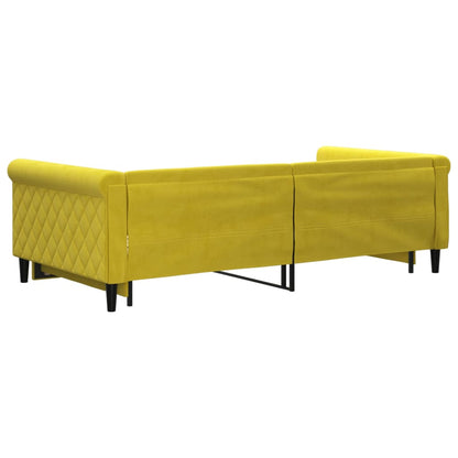 Slaapbank met onderschuifbed 100x200 cm fluweel geel