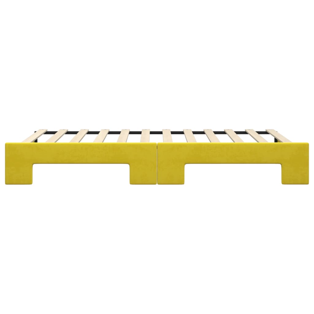 Slaapbank met onderschuifbed 100x200 cm fluweel geel