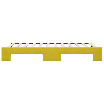 Slaapbank met onderschuifbed 100x200 cm fluweel geel