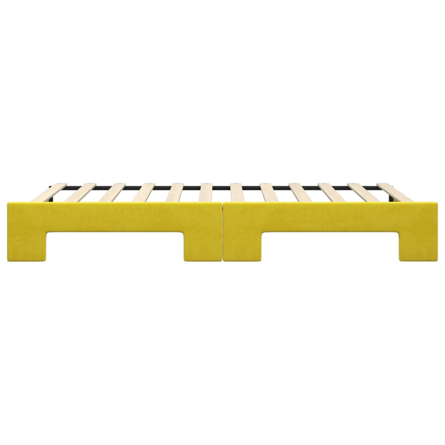 Slaapbank met onderschuifbed 100x200 cm fluweel geel