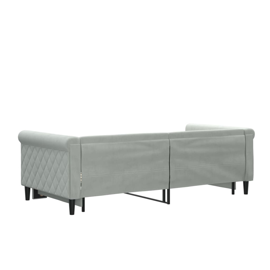 Slaapbank Fluweel 90 x 190 cm Lichtgrijs met onderschuifbed