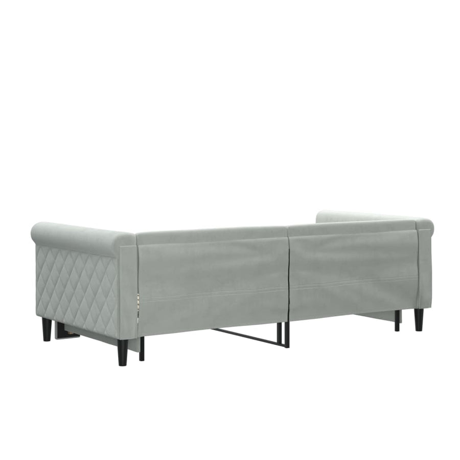 Slaapbank Fluweel 90 x 190 cm Lichtgrijs met onderschuifbed