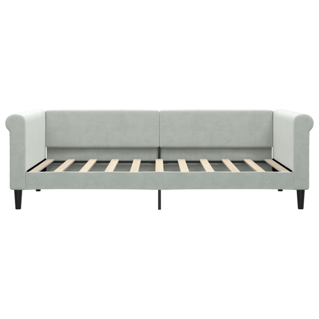 Slaapbank Fluweel 90 x 190 cm Lichtgrijs met onderschuifbed