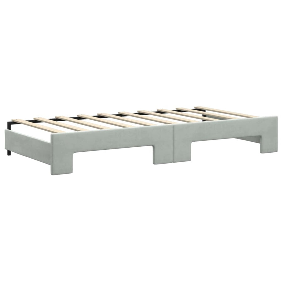 Slaapbank Fluweel 90 x 190 cm Lichtgrijs met onderschuifbed