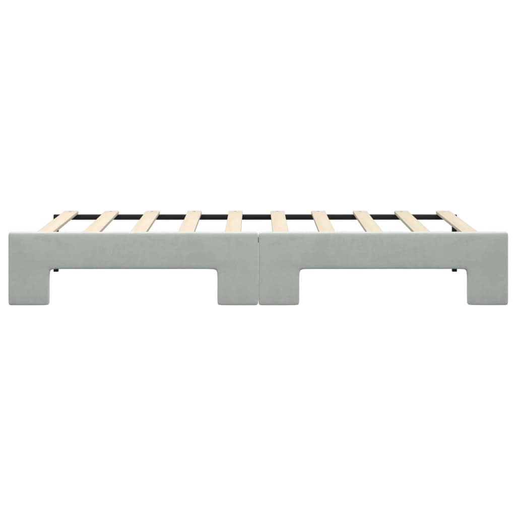 Slaapbank Fluweel 90 x 190 cm Lichtgrijs met onderschuifbed
