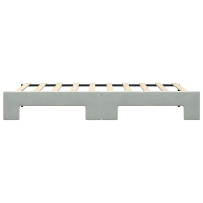 Slaapbank Fluweel 90 x 190 cm Lichtgrijs met onderschuifbed
