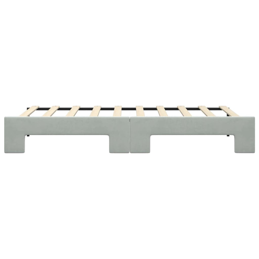 Slaapbank Fluweel 90 x 190 cm Lichtgrijs met onderschuifbed