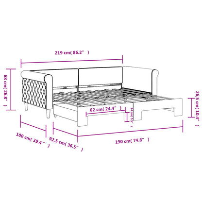 Slaapbank Fluweel 90 x 190 cm Lichtgrijs met onderschuifbed