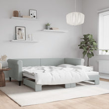Slaapbank Fluweel 90 x 190 cm Lichtgrijs met onderschuifbed