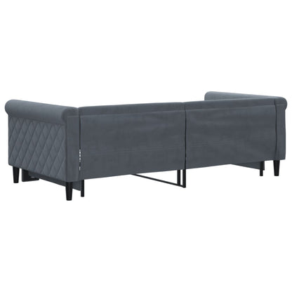 Slaapbank met onderschuifbed 90x190 cm fluweel donkergrijs