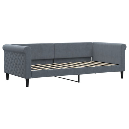 Slaapbank met onderschuifbed 90x190 cm fluweel donkergrijs