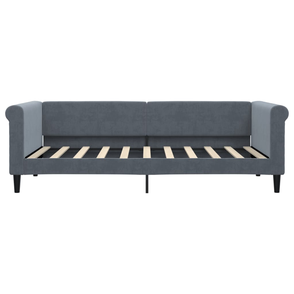 Slaapbank met onderschuifbed 90x190 cm fluweel donkergrijs