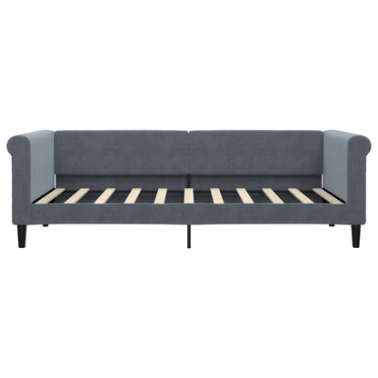 Slaapbank met onderschuifbed 90x190 cm fluweel donkergrijs