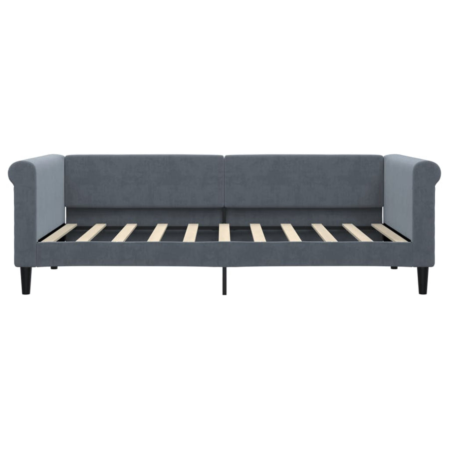 Slaapbank met onderschuifbed 90x190 cm fluweel donkergrijs