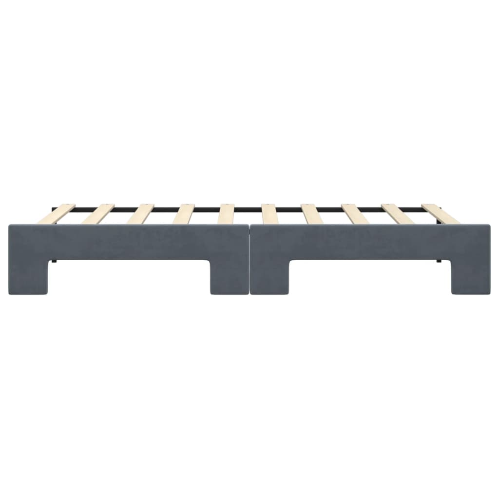 Slaapbank met onderschuifbed 90x190 cm fluweel donkergrijs
