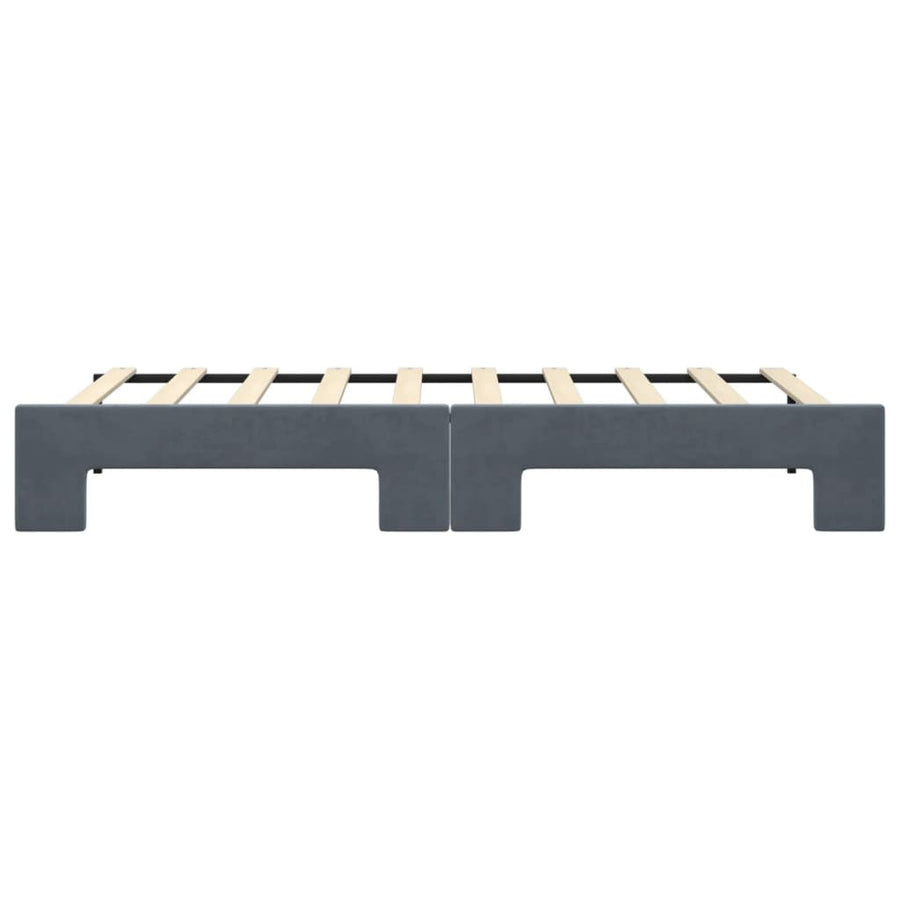 Slaapbank met onderschuifbed 90x190 cm fluweel donkergrijs
