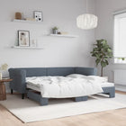 Slaapbank met onderschuifbed 90x190 cm fluweel donkergrijs