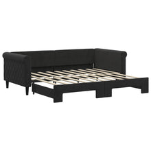 Slaapbank Fluweel 90 x 190 cm Zwart met onderschuifbed