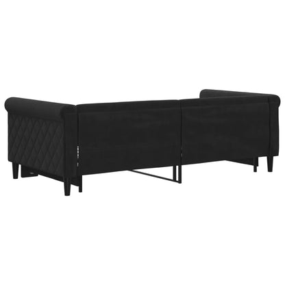 Slaapbank Fluweel 90 x 190 cm Zwart met onderschuifbed