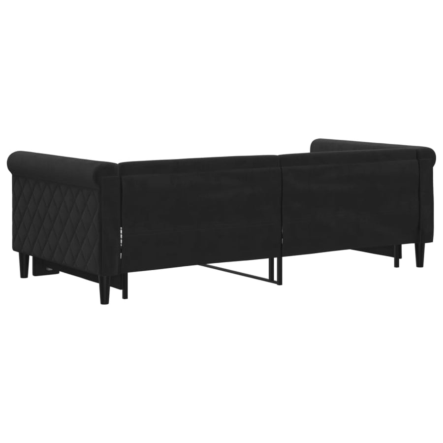 Slaapbank Fluweel 90 x 190 cm Zwart met onderschuifbed