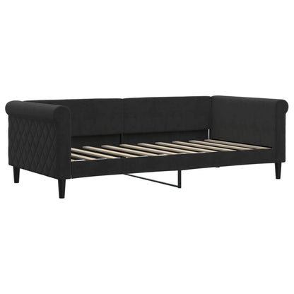 Slaapbank Fluweel 90 x 190 cm Zwart met onderschuifbed