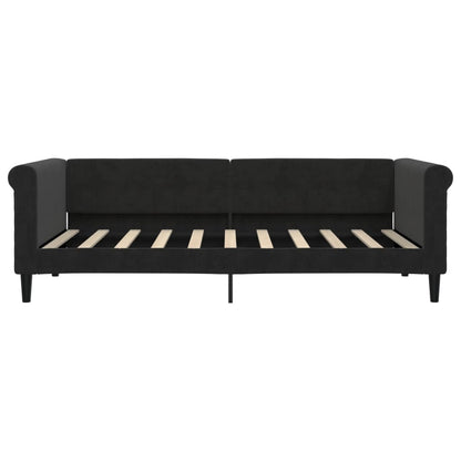 Slaapbank Fluweel 90 x 190 cm Zwart met onderschuifbed
