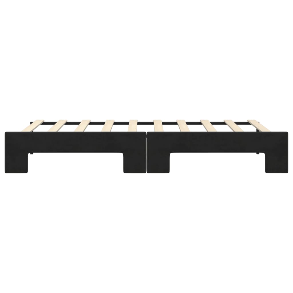 Slaapbank Fluweel 90 x 190 cm Zwart met onderschuifbed
